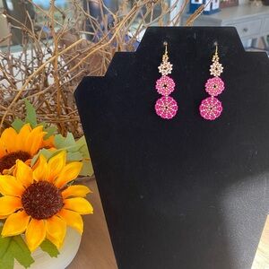 Elegant Pink and Gold Dangle Earrings